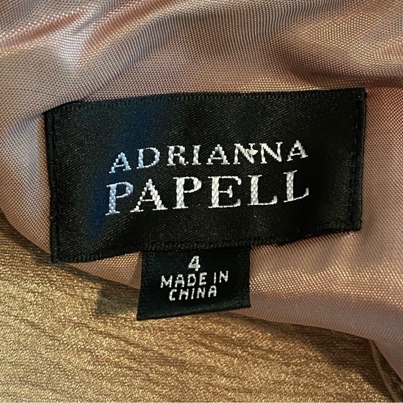 Adrianna Papell Gold Champagne Beaded Cocktail Party Dress Size 4 - Picture 6 of 10